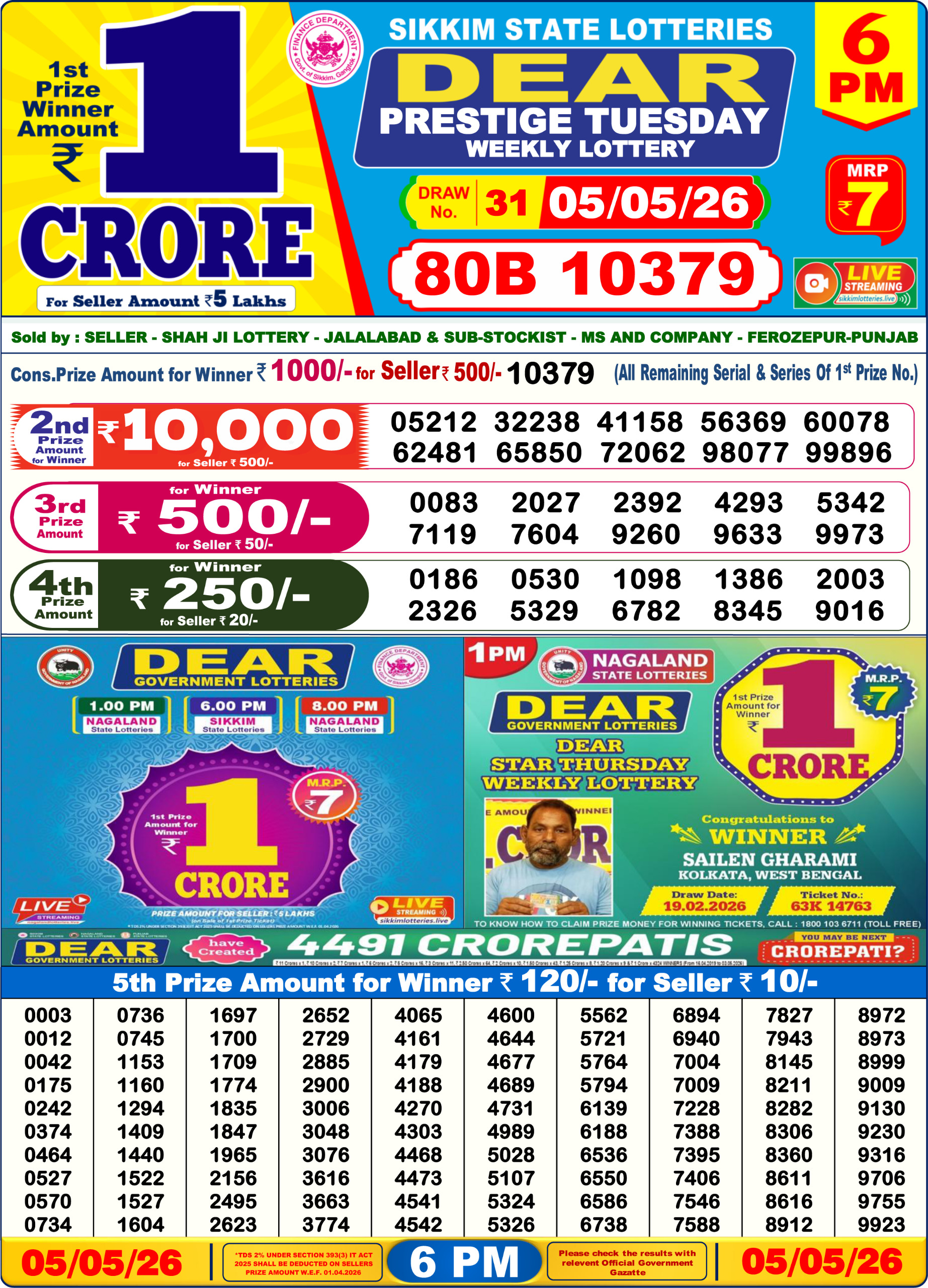 Dear 6 PM Result 05 May 2026
