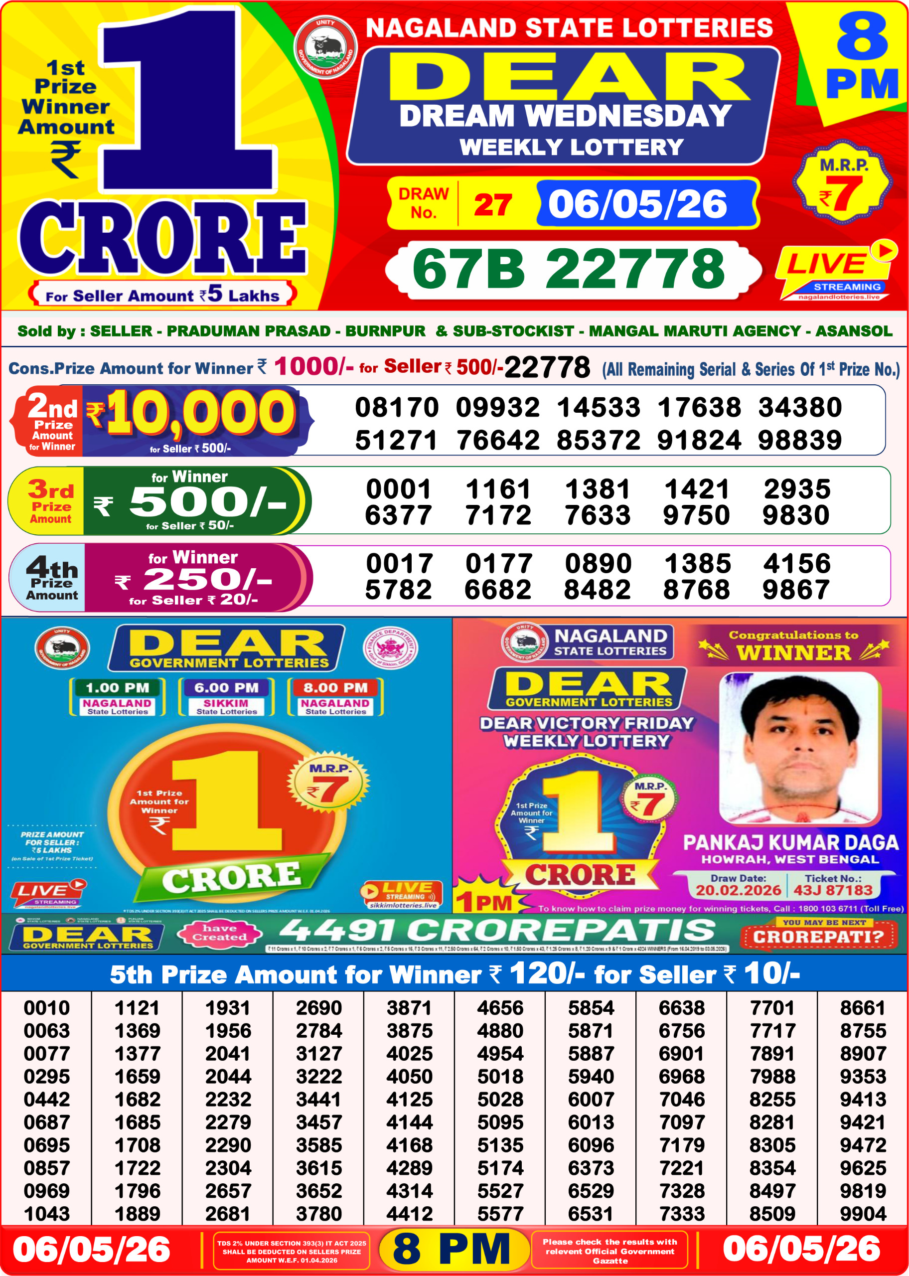 Dear 8 PM Result 06 May 2026