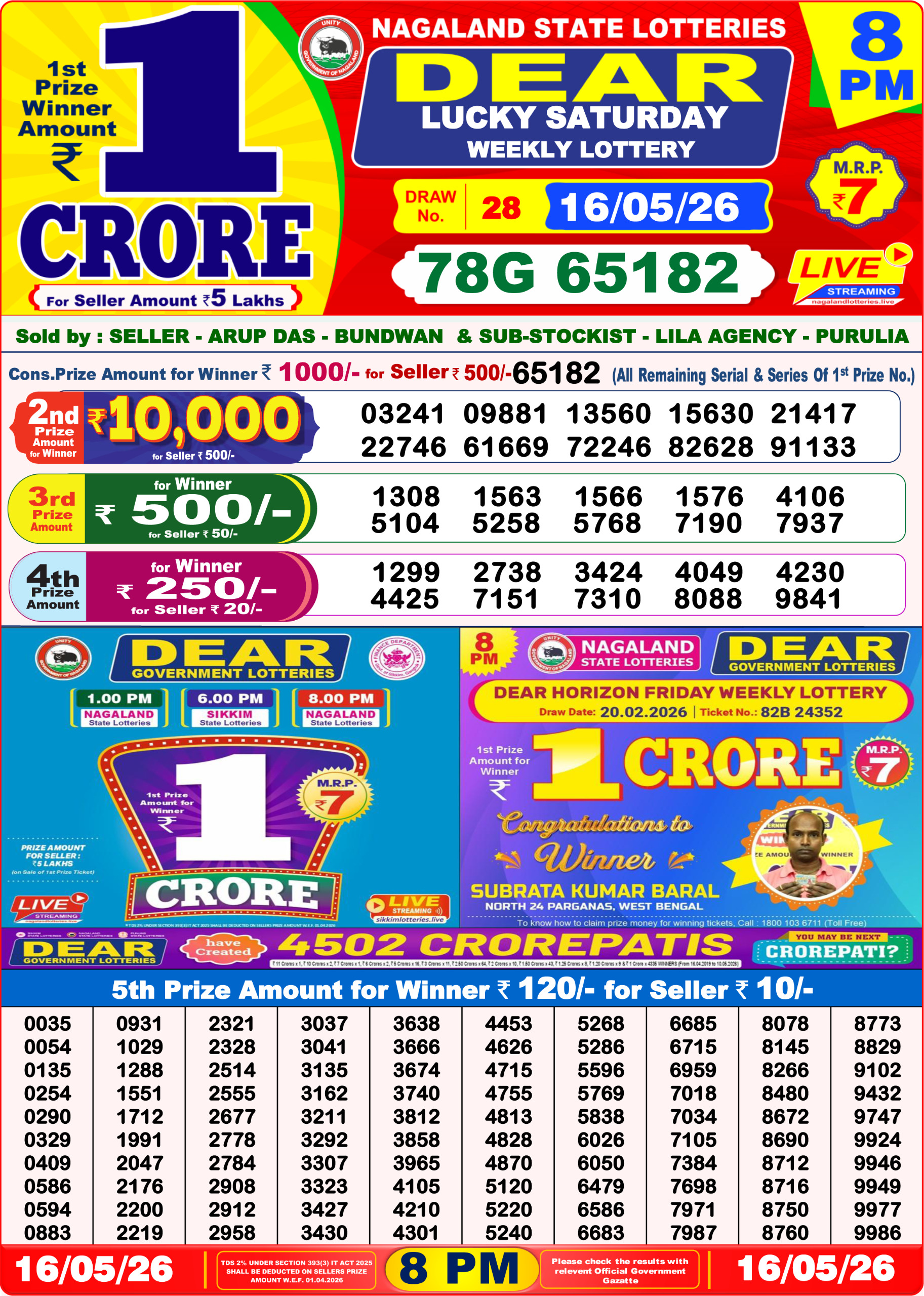 Dear 8 PM Result 16 May 2026