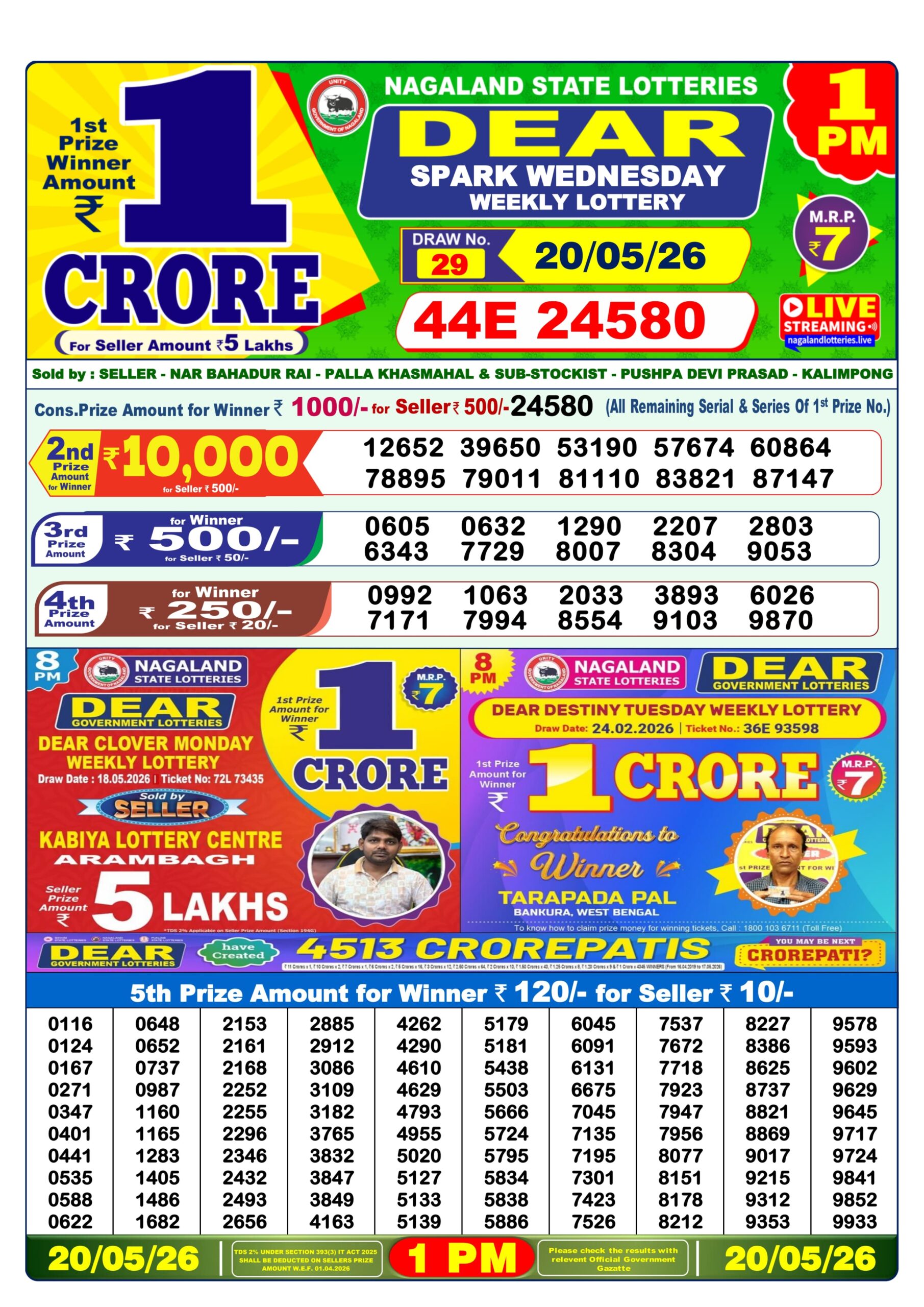 Dear 1 PM Result 20 May 2026