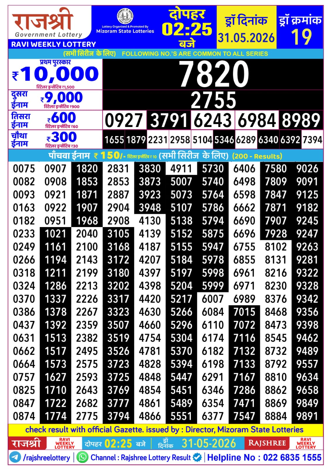 Rajshree 2:25 PM Result 31 May 2026
