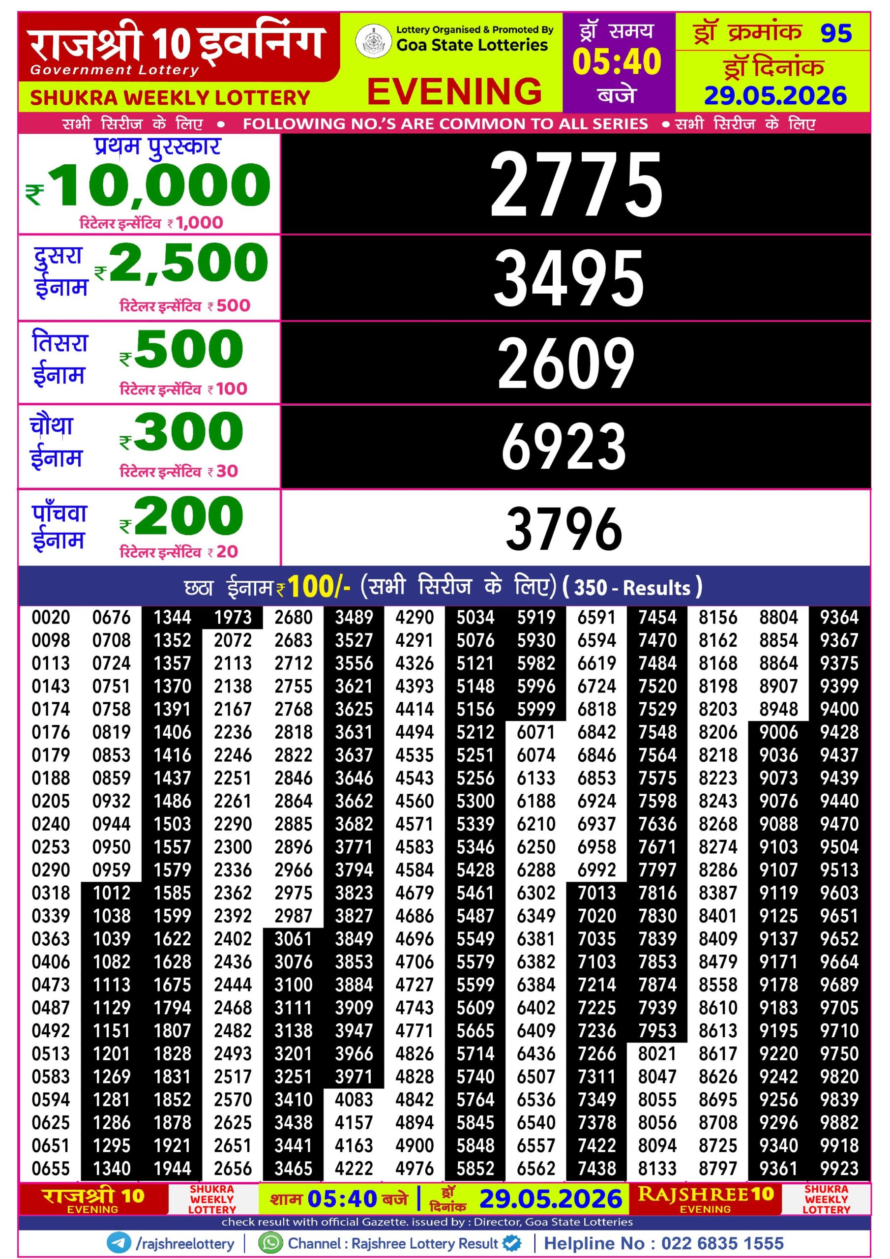 Rajshree 10 Evening 5:40 PM Result 29 May 2026