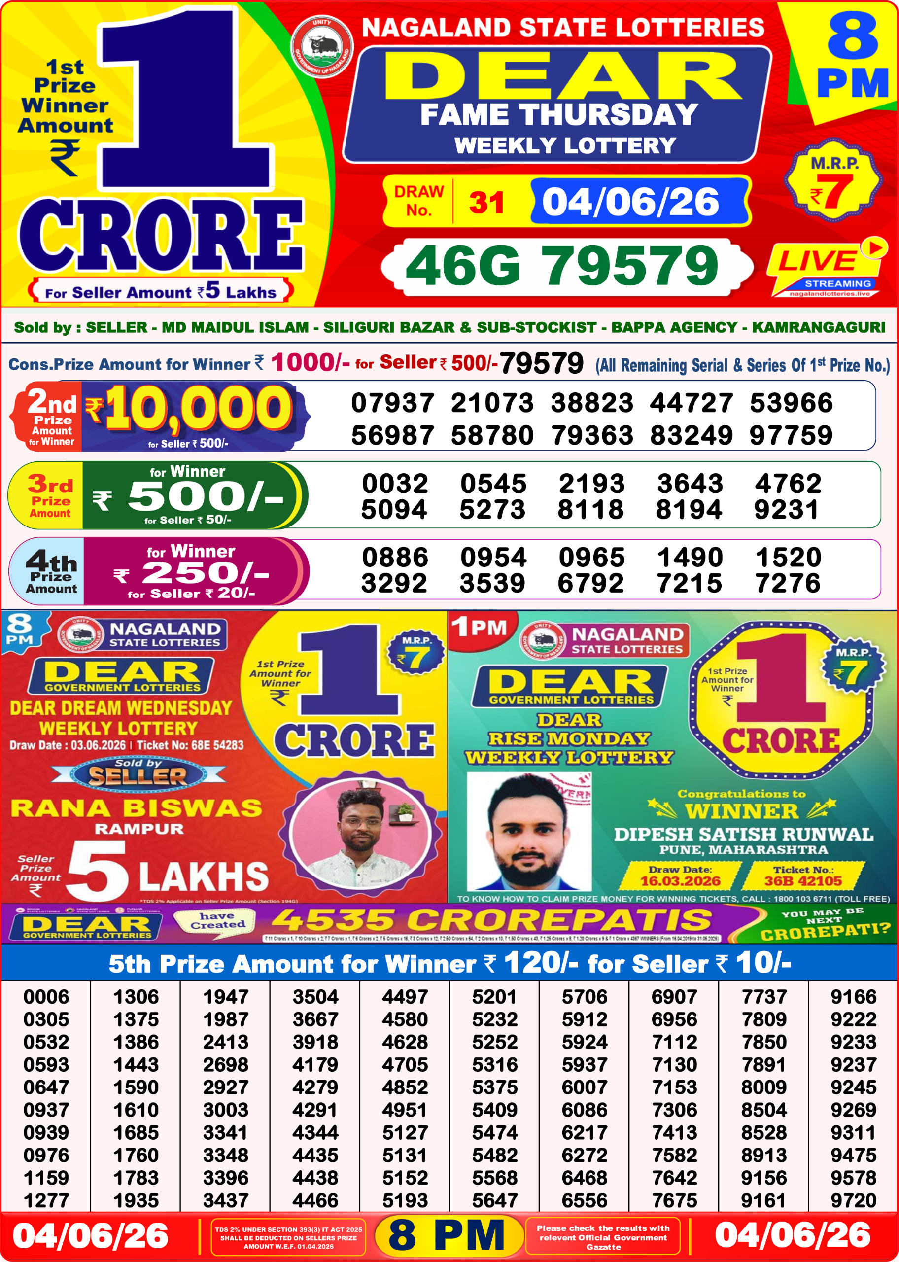 Dear 8 PM Result 04 June 2026
