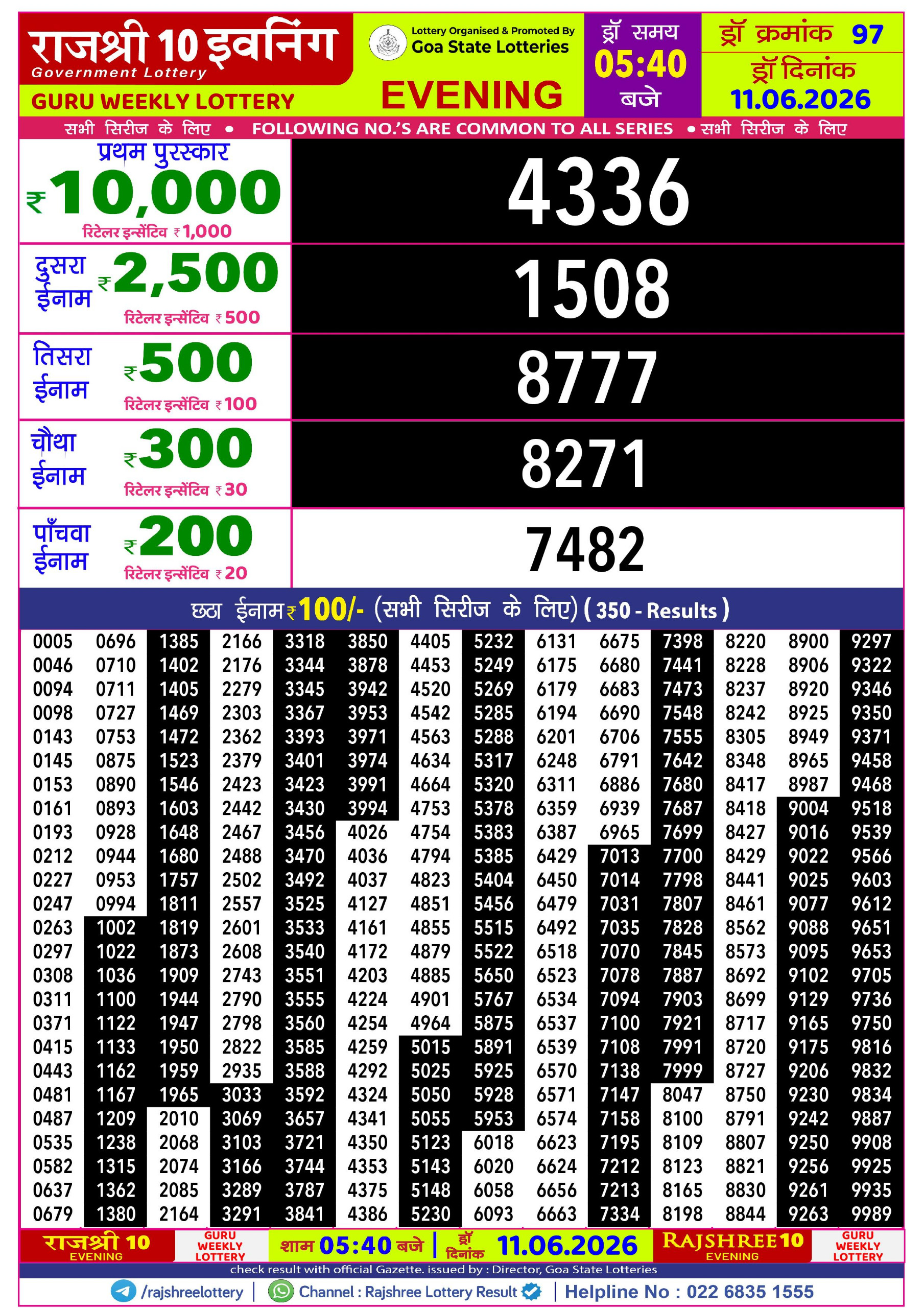 Rajshree 10 Evening 5:40 PM Result 11 June 2026