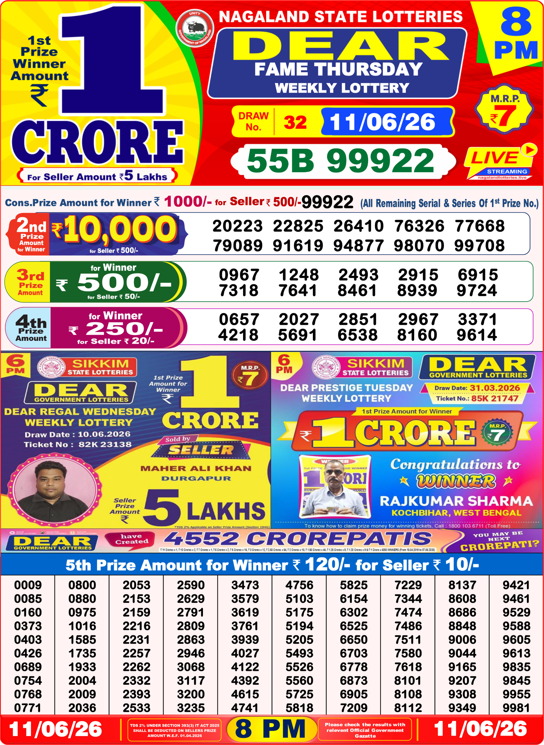 Dear 8 PM Result 11 June 2026