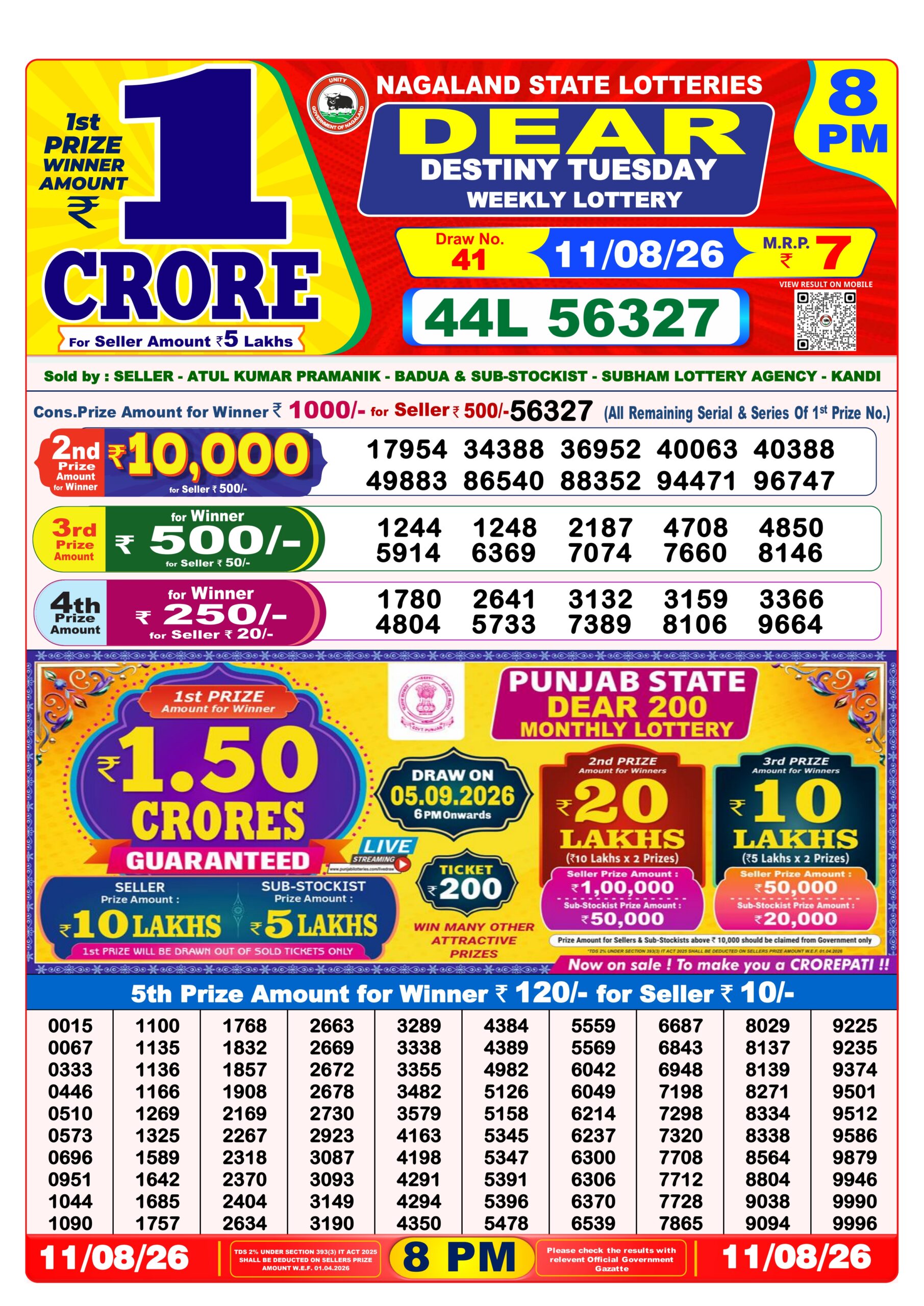 Dear 8 PM Result 11 August 2026
