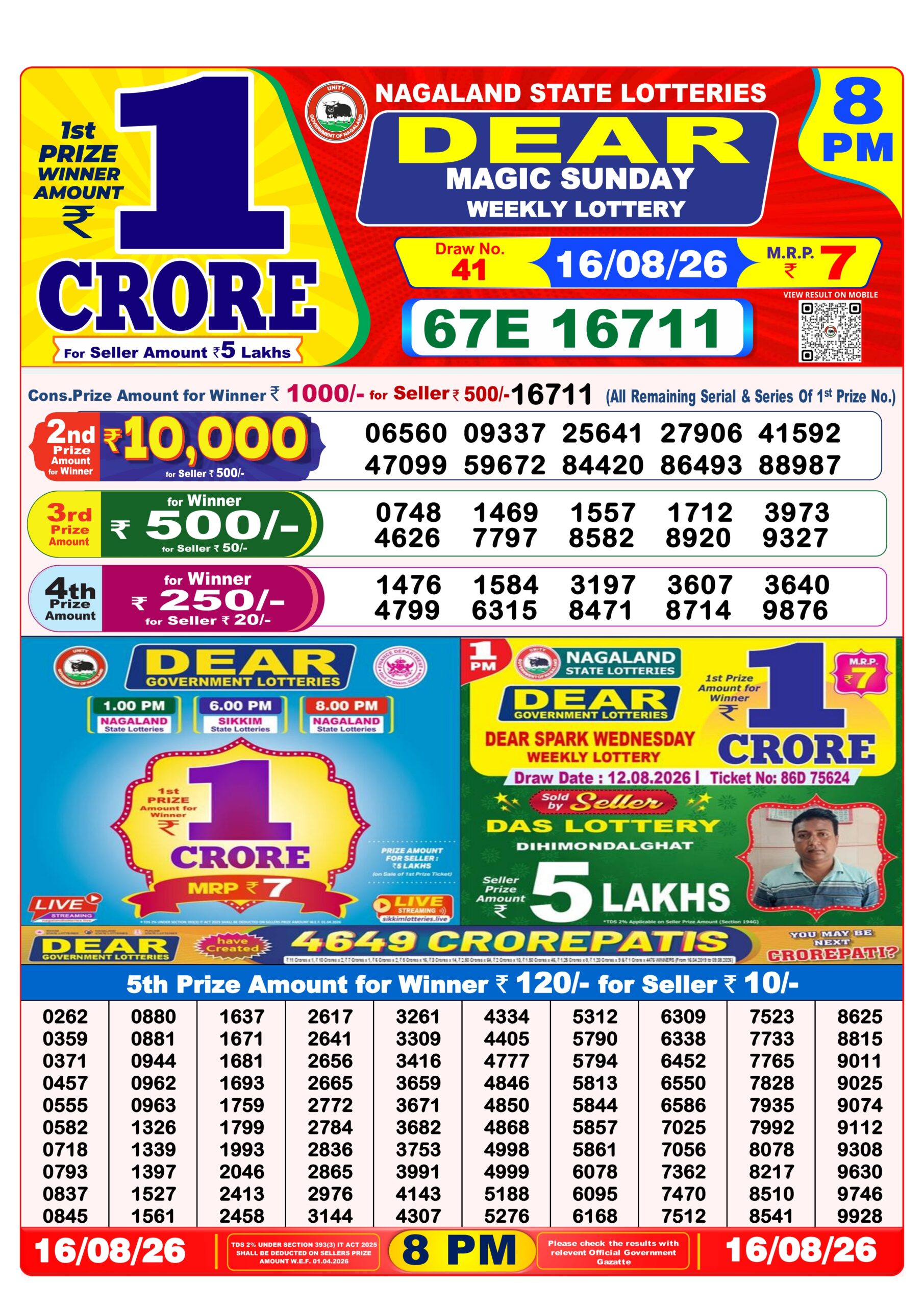 Dear 8 PM Result 16 August 2026