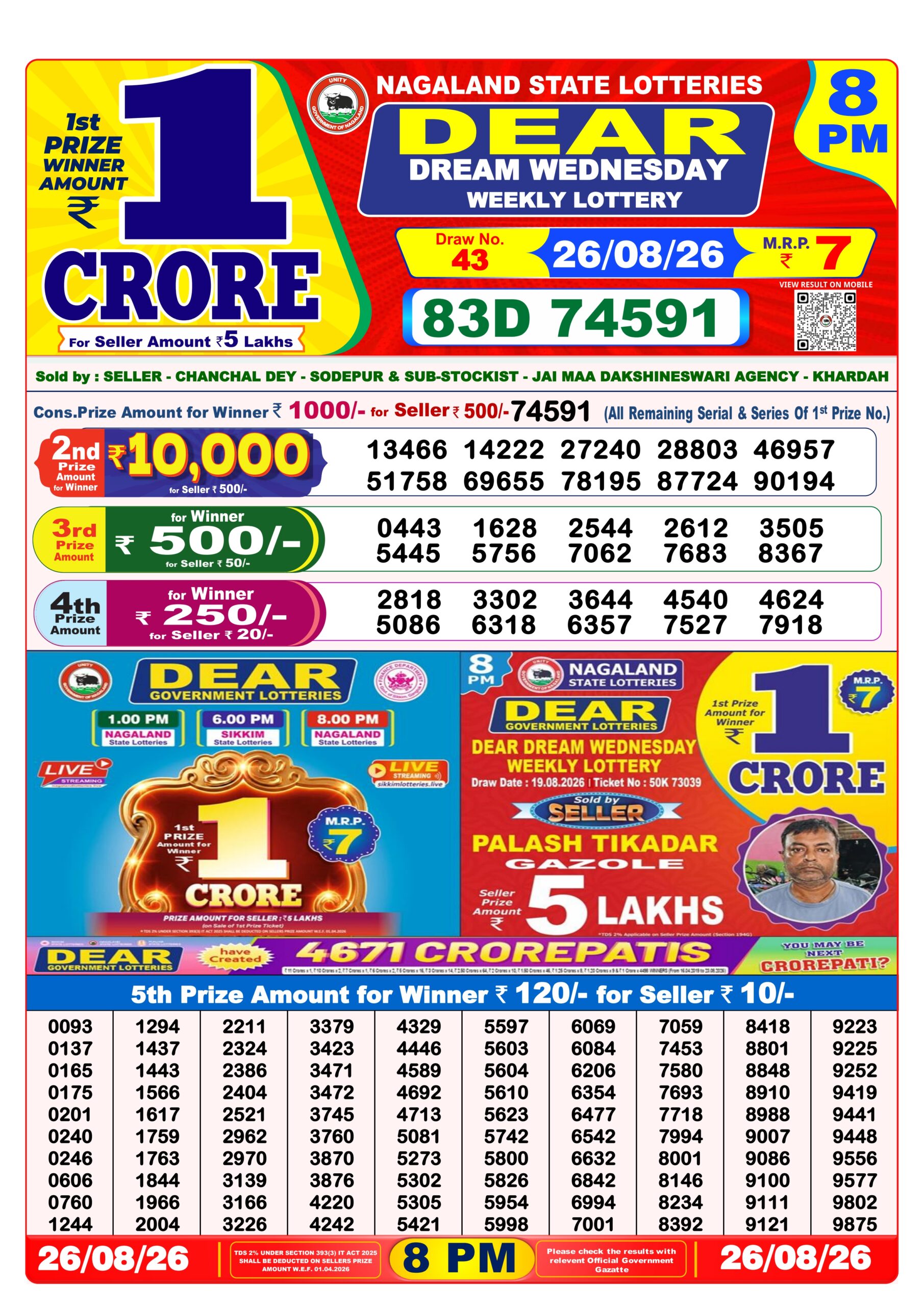 Dear 8 PM Result 26 August 2026