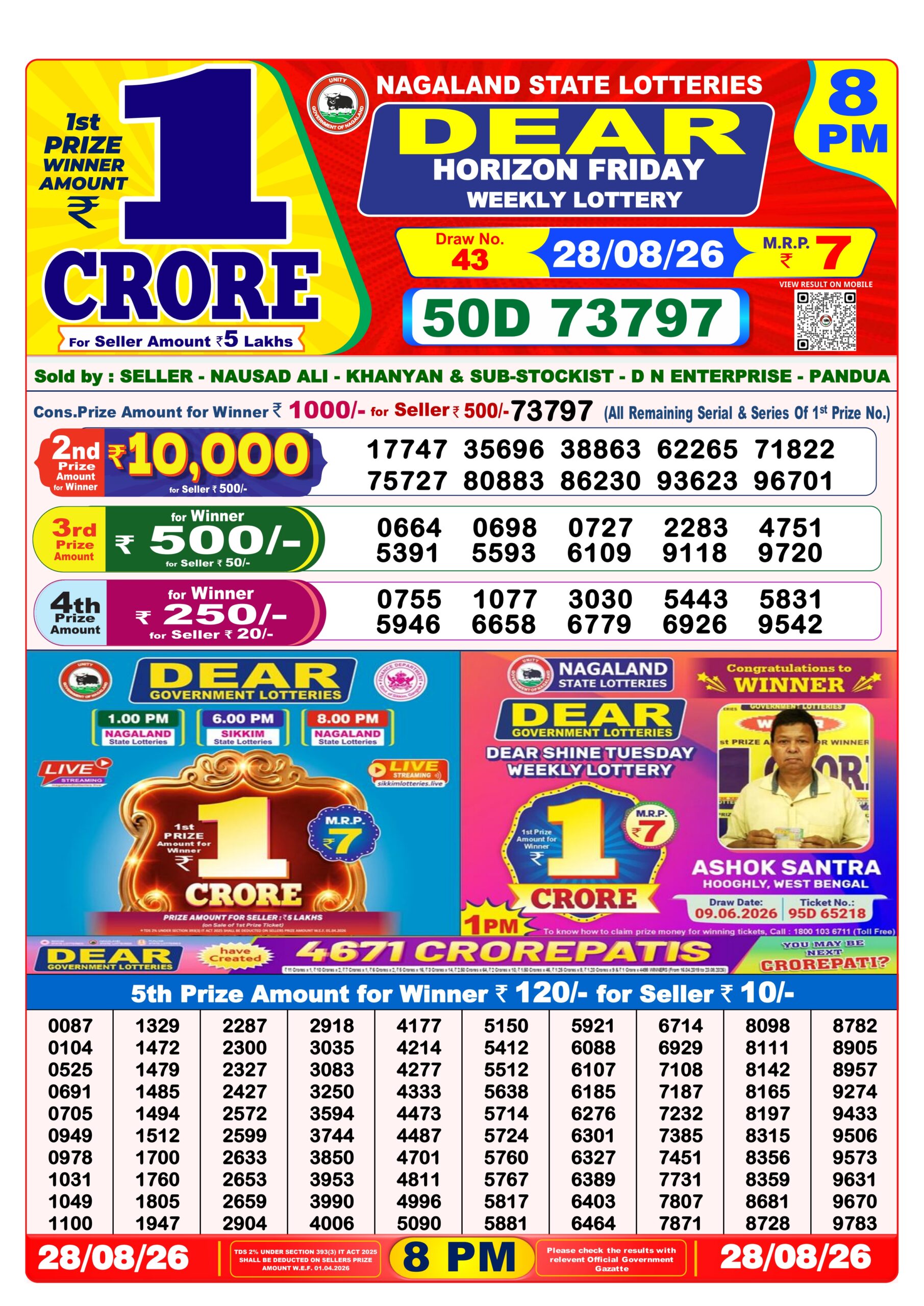 Dear 8 PM Result 28 August 2026