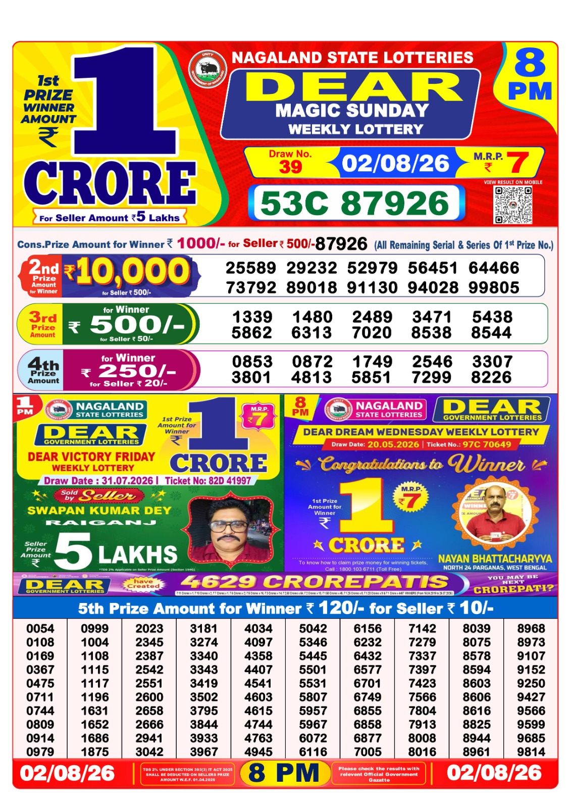 Dear 8 PM Result 02 August 2026