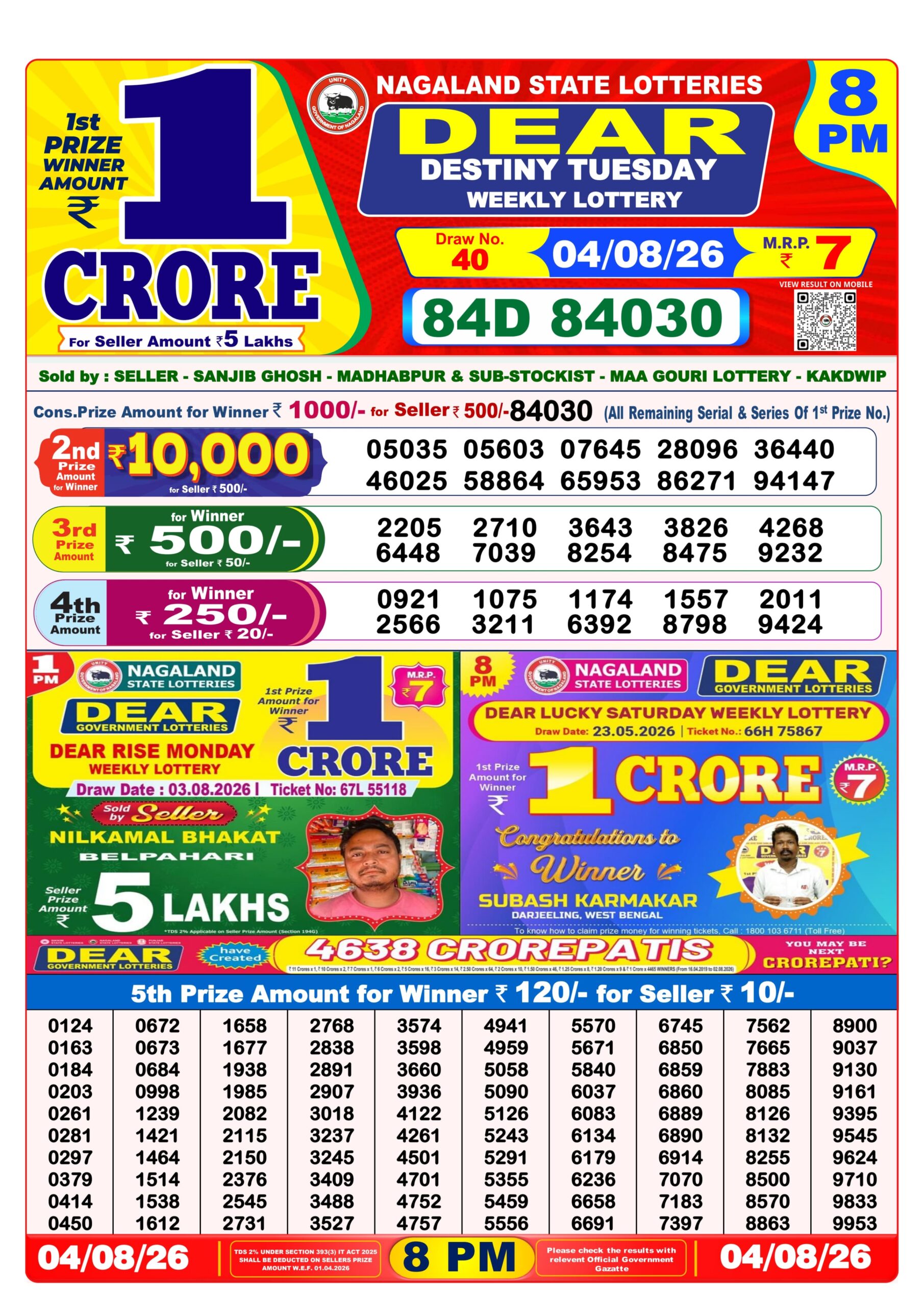 Dear 8 PM Result 04 August 2026
