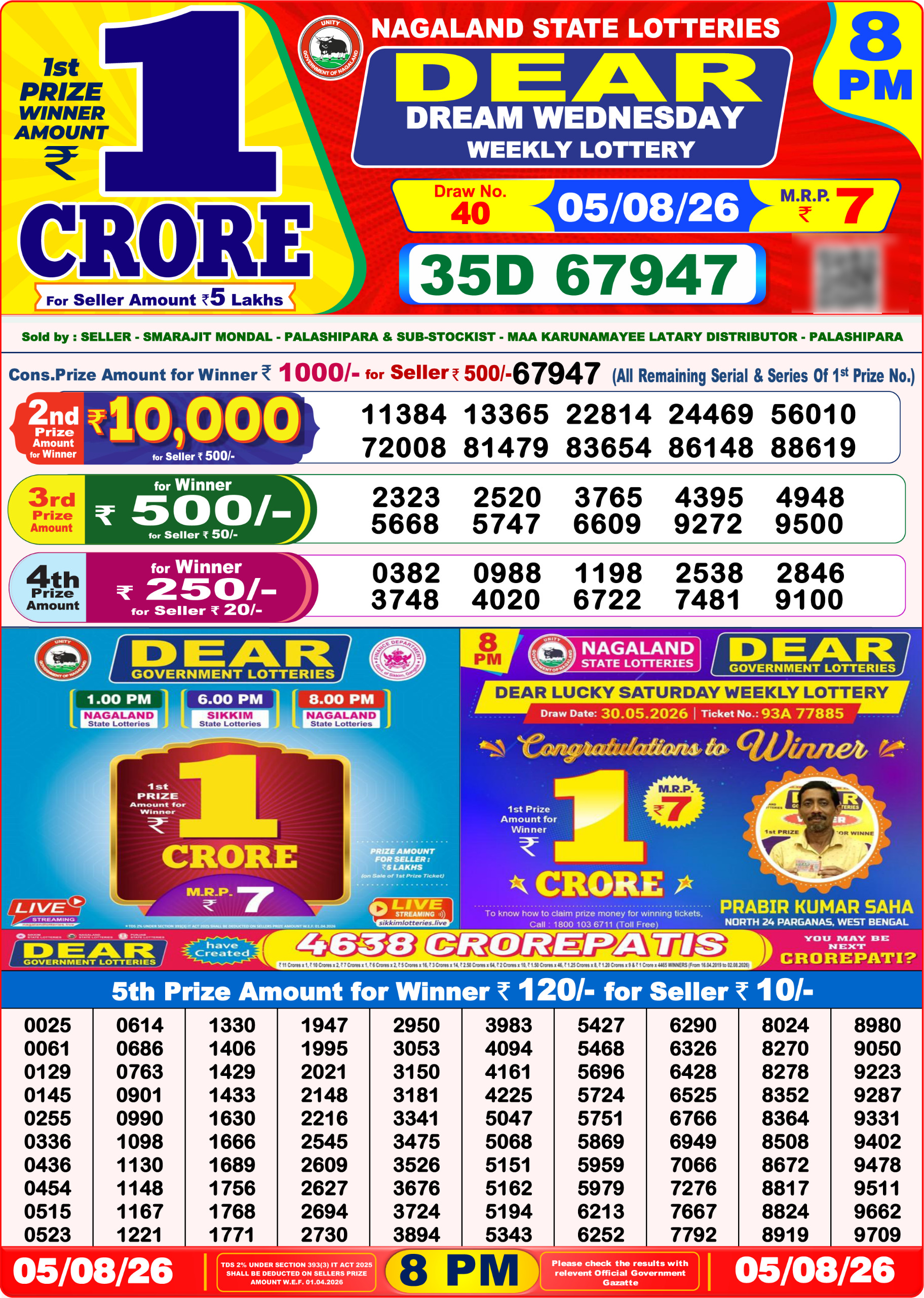 Dear 8 PM Result 05 August 2026