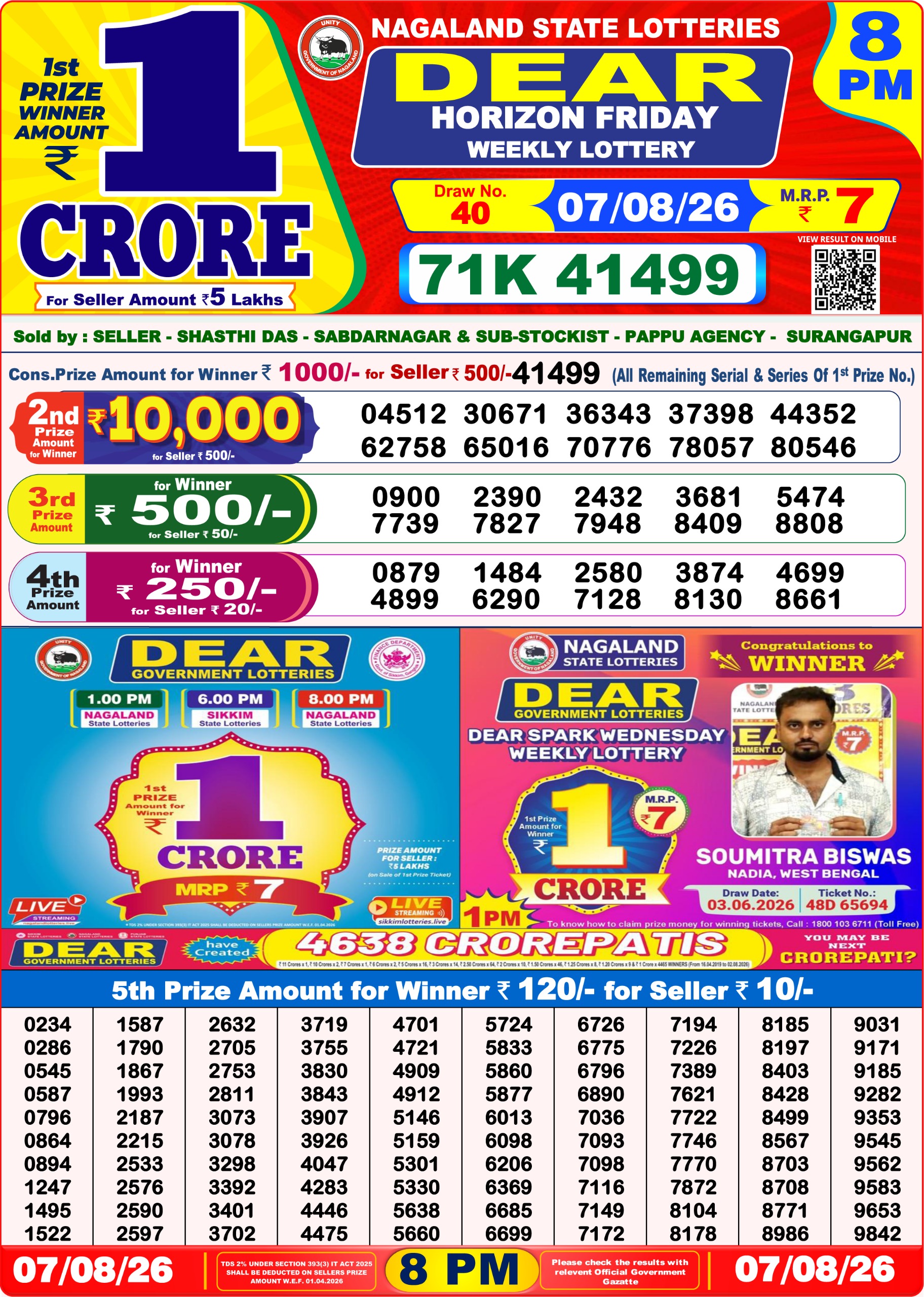 Dear 8 PM Result 07 August 2026