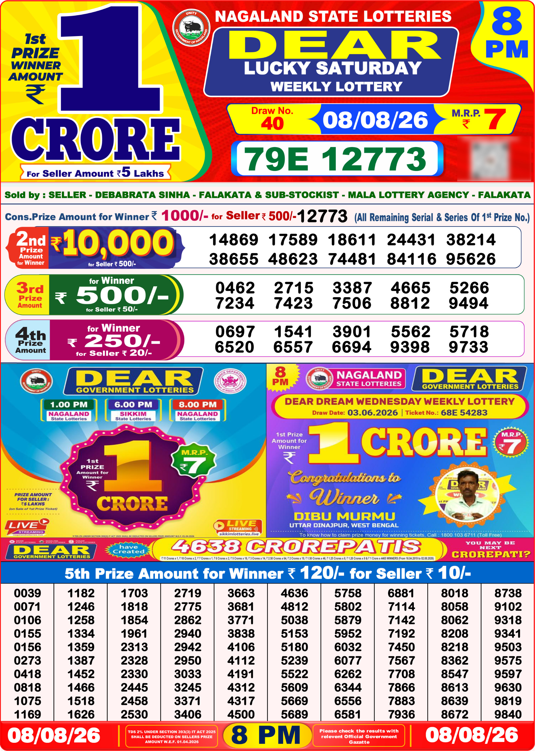 Dear 8 PM Result 08 August 2026