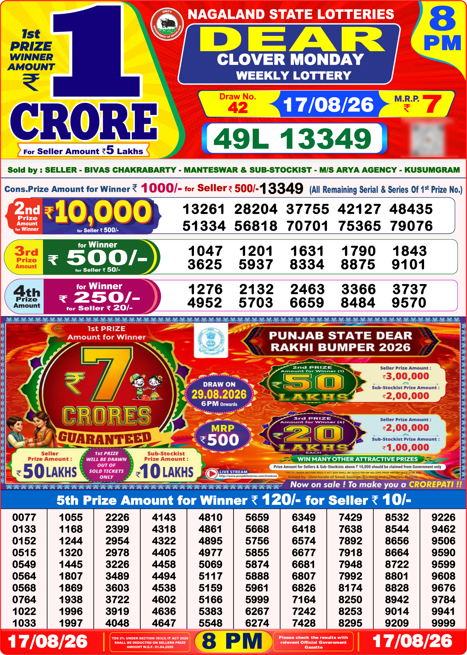 Dear 8 PM Result 17 August 2026