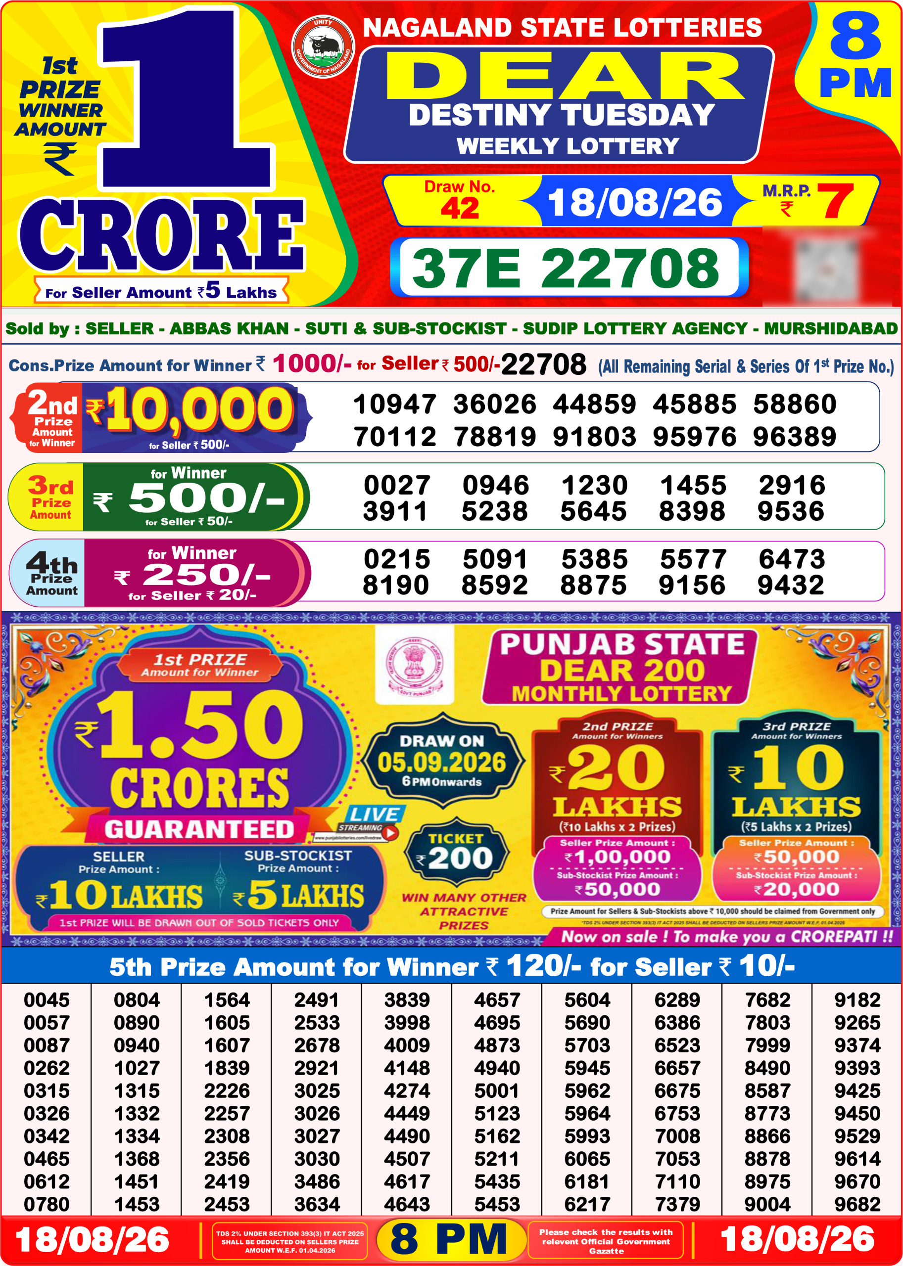 Dear 8 PM Result 18 August 2026