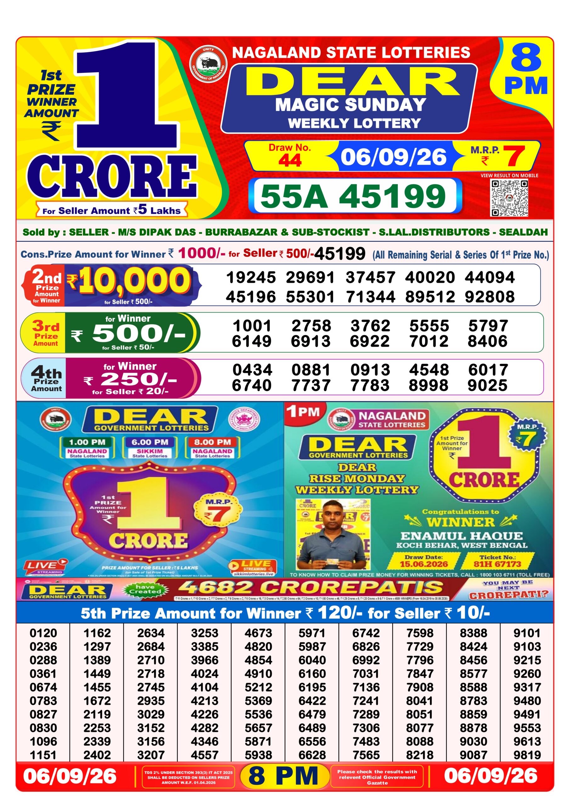 Dear 8 PM Result 06 September 2026